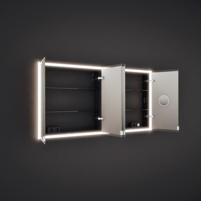 burgbad rl20 Spiegelschrank 161 cm, mit Klarglas Lichtrahmen für Wandeinbau