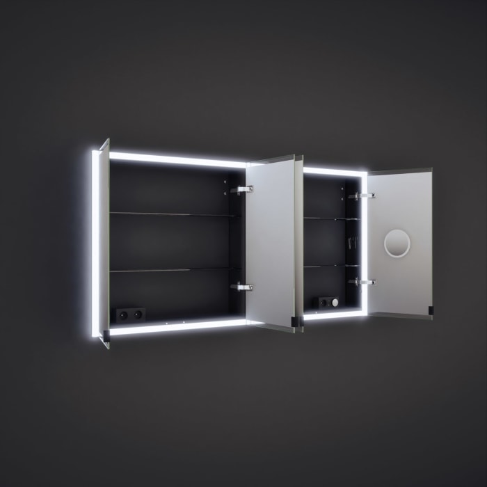 burgbad rl20 Spiegelschrank 161 cm, mit Klarglas Lichtrahmen für Wandeinbau