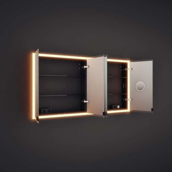 burgbad rl20 Spiegelschrank 161 cm, mit Klarglas Lichtrahmen für Wandeinbau