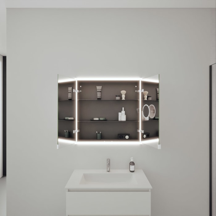 burgbad rl20 Spiegelschrank 81 cm, mit Lichtrahmen für Wandeinbau