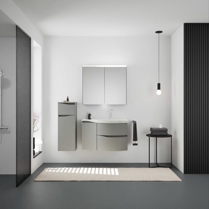 burgbad Sinea 3.0 Halbhoher Schrank 35 x 34 x 96 cm, 1 Schublade, 1 Tür, Anschlag rechts, mit Griffleiste G0167