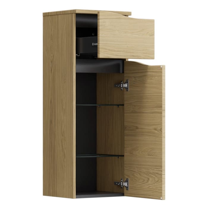 burgbad Sinea 3.0 Halbhoher Schrank 35 x 34 x 96 cm, 1 Schublade, 1 Tür, Anschlag rechts, mit Griffleiste G0292