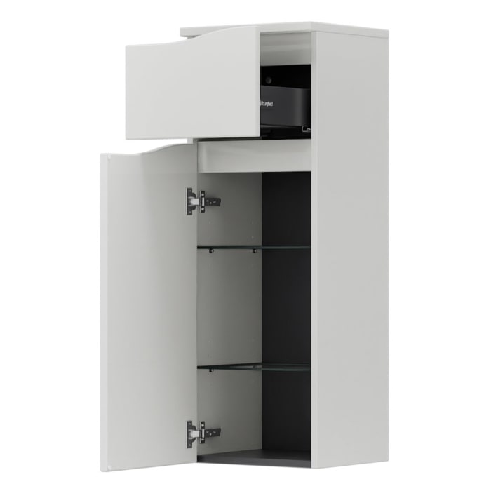 burgbad Sinea 3.0 Halbhoher Schrank 35 x 34 x 96 cm, 1 Schublade, 1 Tür, Anschlag links, mit Griffleiste G0167