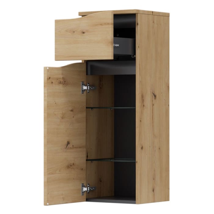burgbad Sinea 3.0 Halbhoher Schrank 35 x 34 x 96 cm, 1 Schublade, 1 Tür, Anschlag links, mit Griffleiste G0292