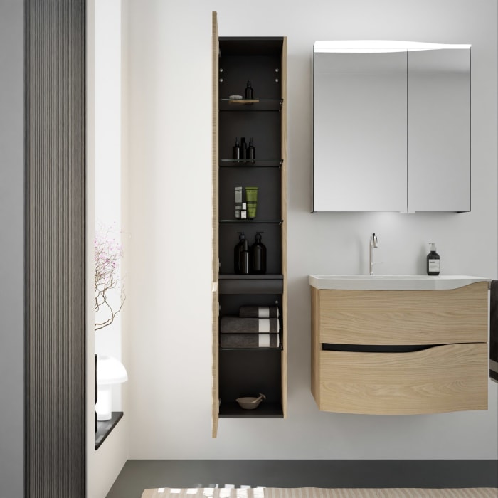 burgbad Sinea 3.0 Hochschrank 35 x 34 x 176 cm, 2 Türen, Anschlag links, mit Griffleiste G0292