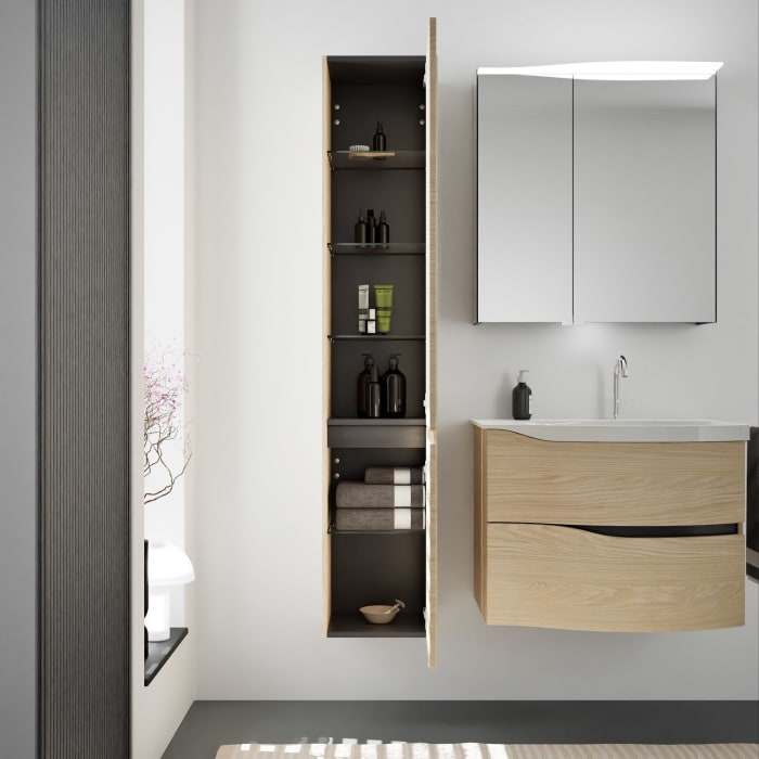 burgbad Sinea 3.0 Hochschrank 35 x 34 x 176 cm, 2 Türen, Anschlag rechts, mit Griffleiste G0292