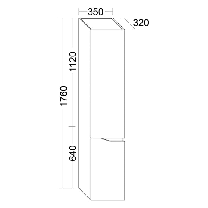 burgbad Sinea 3.0 Hochschrank 35 x 34 x 176 cm, 2 Türen, Anschlag links, mit Griffleiste G0167