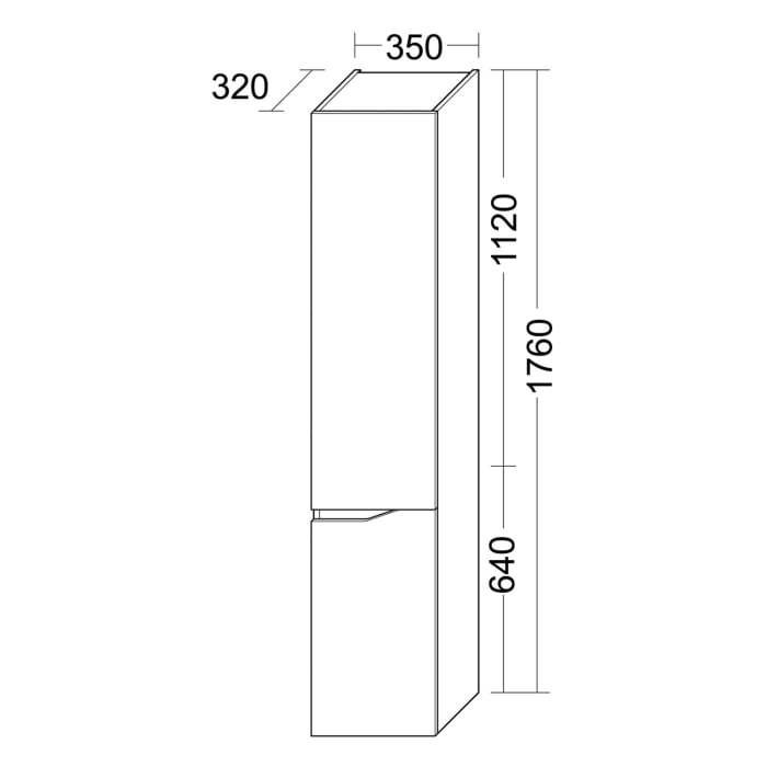 burgbad Sinea 3.0 Hochschrank 35 x 34 x 176 cm, 2 Türen, Anschlag rechts, mit Griffleiste G0167