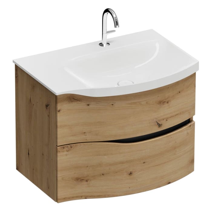 burgbad Sinea 3.0 Mineralguss-Waschtisch mit Unterschrank, 77 cm, mit Griffleiste G0292