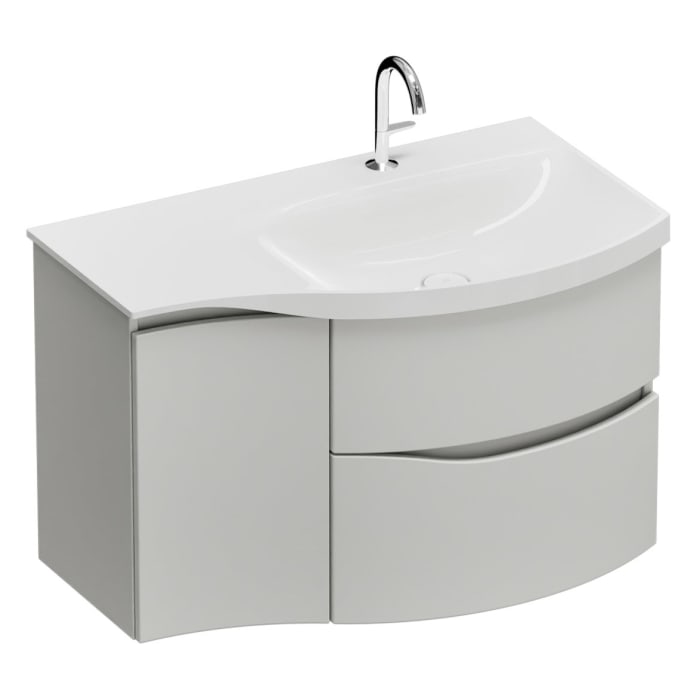 burgbad Sinea 3.0 Mineralguss-Waschtisch mit Unterschrank, 92 cm, mit Griffleiste G0167