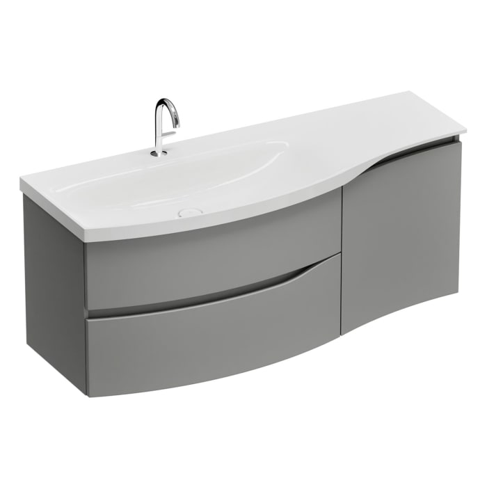 burgbad Sinea 3.0 Mineralguss-Waschtisch mit Unterschrank, 142 cm, mit Griffleiste G0167