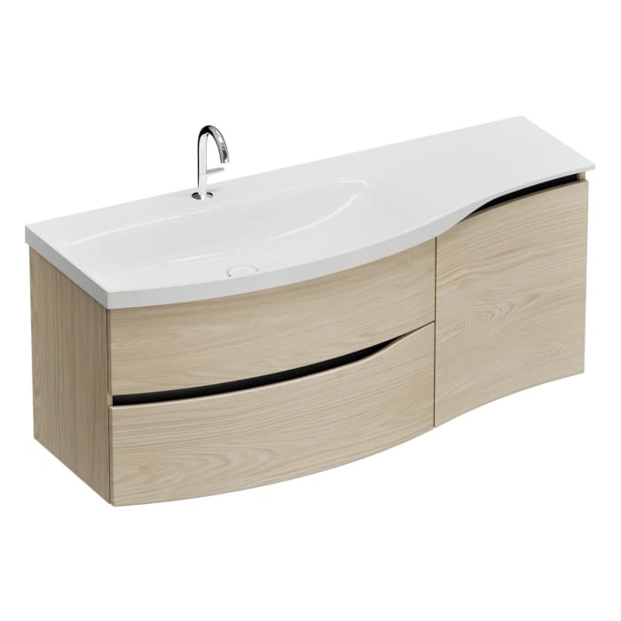 burgbad Sinea 3.0 Mineralguss-Waschtisch mit Unterschrank, 142 cm, mit Griffleiste G0292