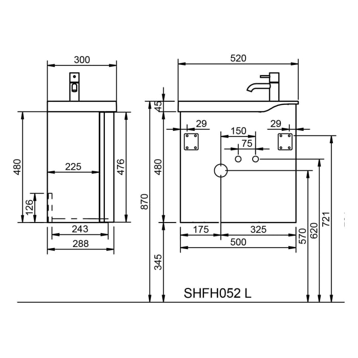 burgbad Sinea 3.0 Mineralguss-Waschtisch mit Unterschrank, 52 cm