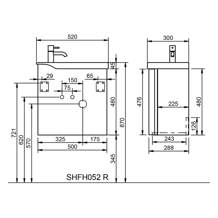 burgbad Sinea 3.0 Mineralguss-Waschtisch mit Unterschrank, 52 cm