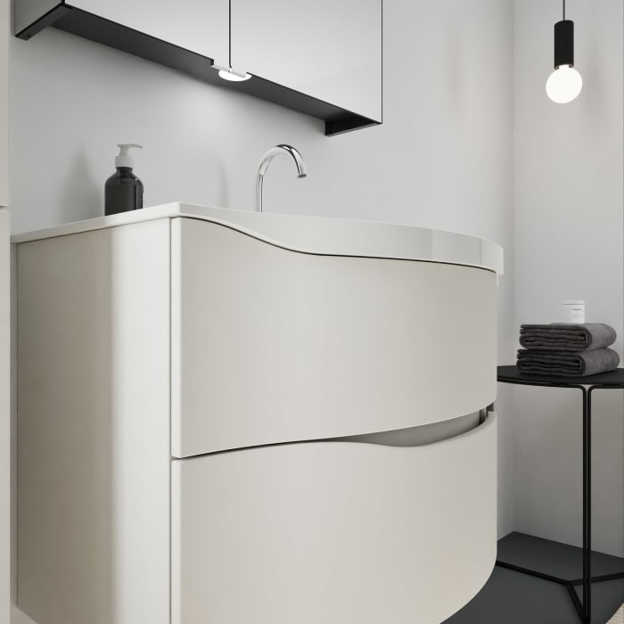 burgbad Sinea 3.0 Mineralguss-Waschtisch mit Unterschrank, 77 cm, mit Griffleiste G0167