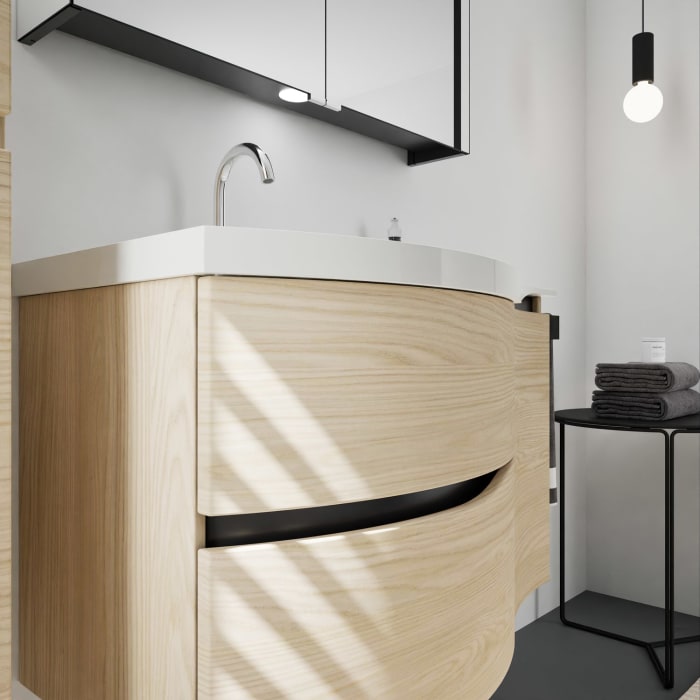 burgbad Sinea 3.0 Mineralguss-Waschtisch mit Unterschrank, 92 cm, mit Griffleiste G0292