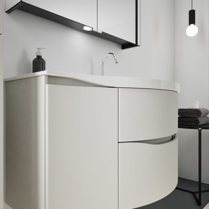 burgbad Sinea 3.0 Mineralguss-Waschtisch mit Unterschrank, 92 cm, mit Griffleiste G0167