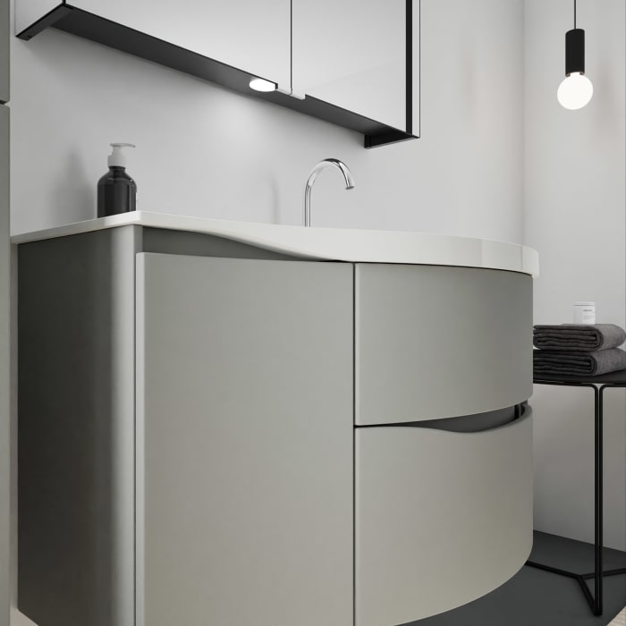 burgbad Sinea 3.0 Mineralguss-Waschtisch mit Unterschrank, 92 cm, mit Griffleiste G0167