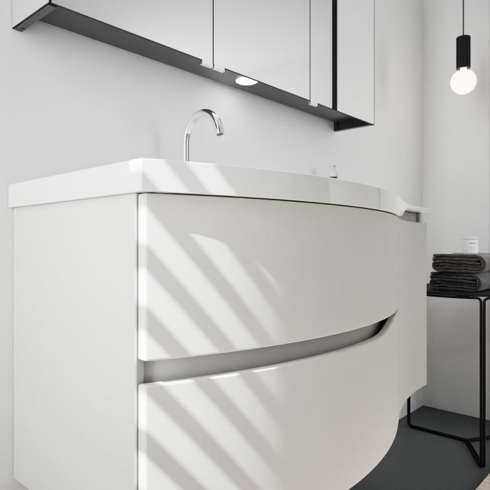 burgbad Sinea 3.0 Mineralguss-Waschtisch mit Unterschrank, 122 cm, mit Griffleiste G0167