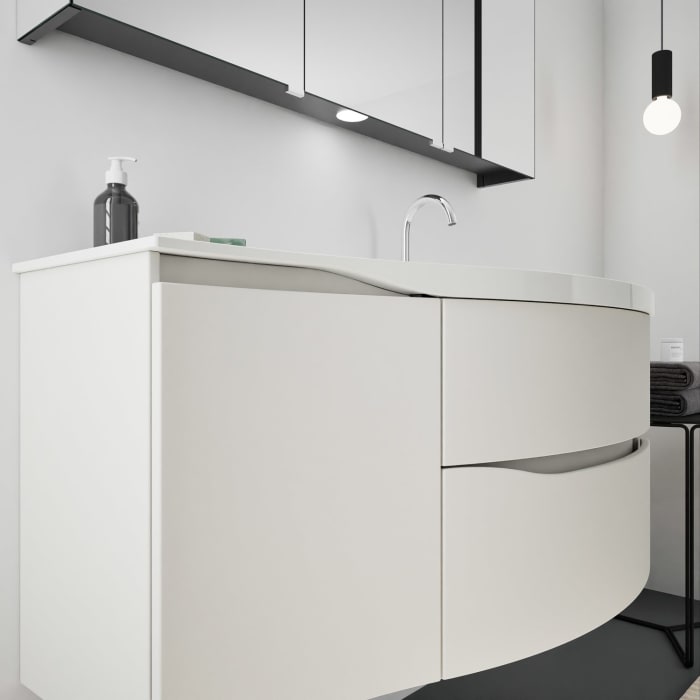 burgbad Sinea 3.0 Mineralguss-Waschtisch mit Unterschrank, 122 cm, mit Griffleiste G0167