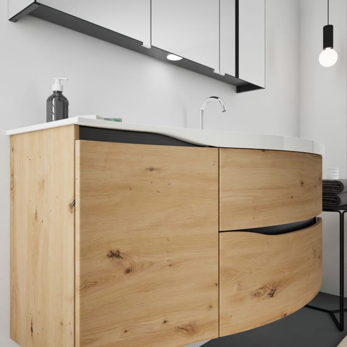 burgbad Sinea 3.0 Mineralguss-Waschtisch mit Unterschrank, 122 cm, mit Griffleiste G0292