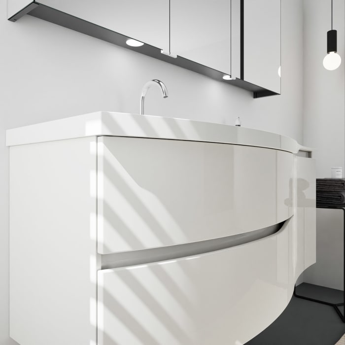 burgbad Sinea 3.0 Mineralguss-Waschtisch mit Unterschrank, 142 cm, mit Griffleiste G0167