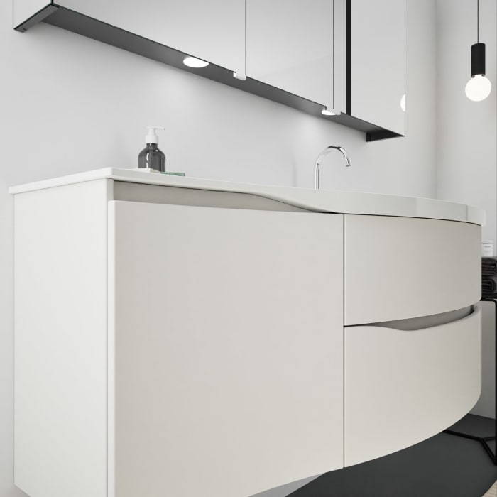 burgbad Sinea 3.0 Mineralguss-Waschtisch mit Unterschrank, 142 cm, mit Griffleiste G0167