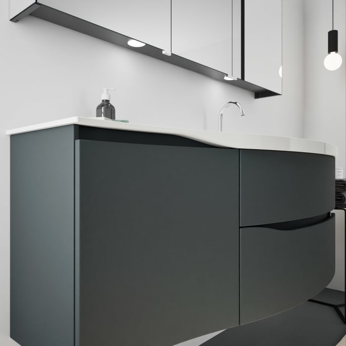 burgbad Sinea 3.0 Mineralguss-Waschtisch mit Unterschrank, 142 cm, mit Griffleiste G0167