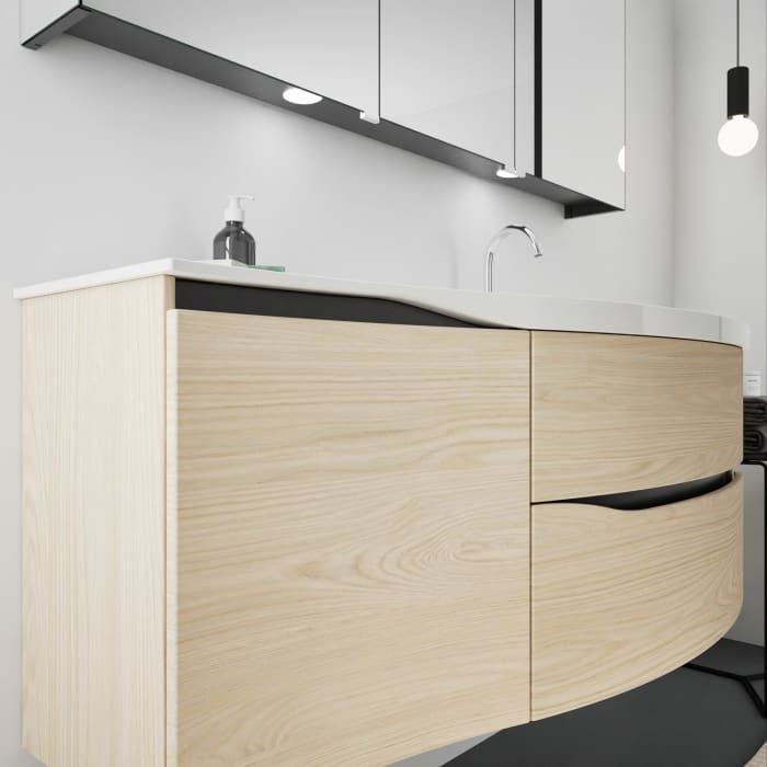 burgbad Sinea 3.0 Mineralguss-Waschtisch mit Unterschrank, 142 cm, mit Griffleiste G0292