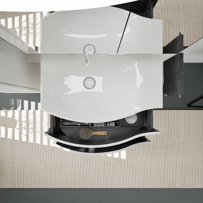 burgbad Sinea 3.0 Mineralguss-Waschtisch mit Unterschrank, 77 cm, mit Griffleiste G0167