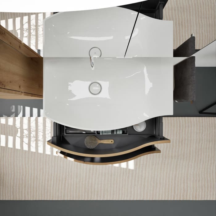 burgbad Sinea 3.0 Mineralguss-Waschtisch mit Unterschrank, 77 cm, mit Griffleiste G0292