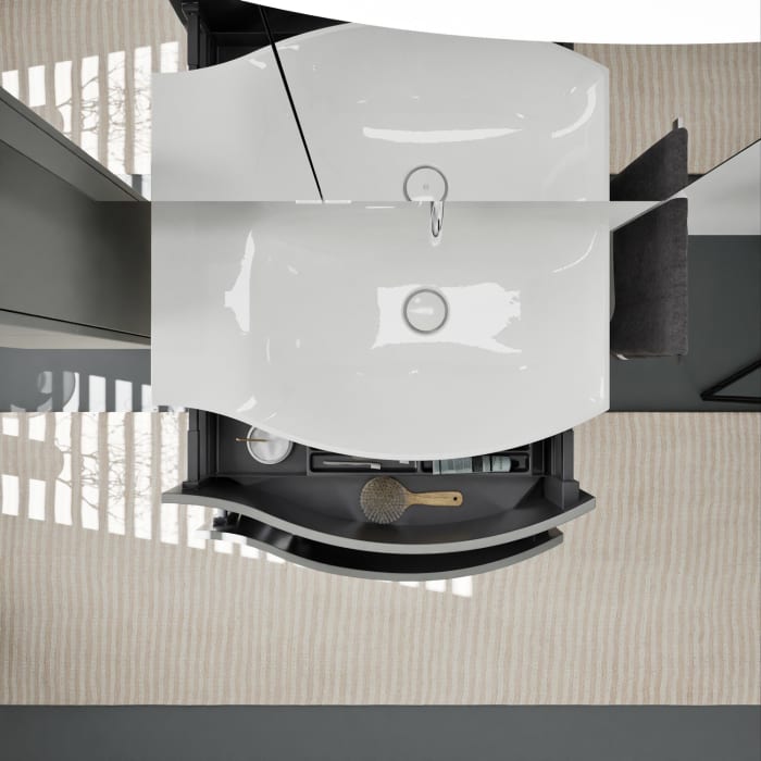 burgbad Sinea 3.0 Mineralguss-Waschtisch mit Unterschrank, 77 cm, mit Griffleiste G0167