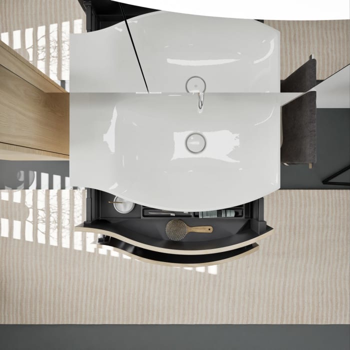 burgbad Sinea 3.0 Mineralguss-Waschtisch mit Unterschrank, 77 cm, mit Griffleiste G0292