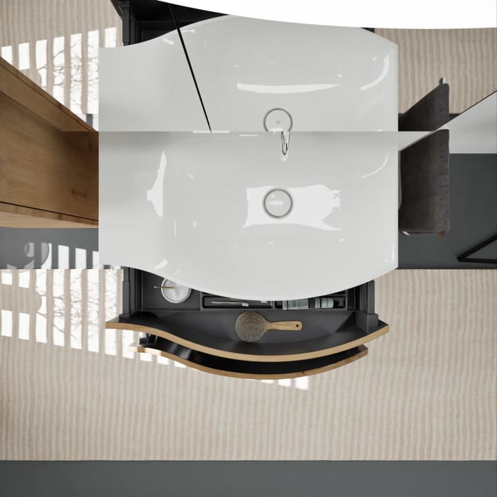 burgbad Sinea 3.0 Mineralguss-Waschtisch mit Unterschrank, 77 cm, mit Griffleiste G0292