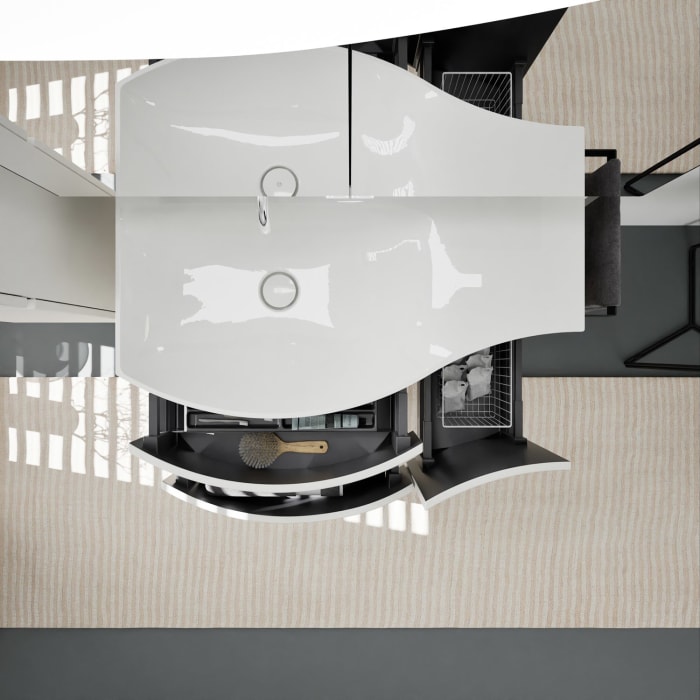 burgbad Sinea 3.0 Mineralguss-Waschtisch mit Unterschrank, 92 cm, mit Griffleiste G0167