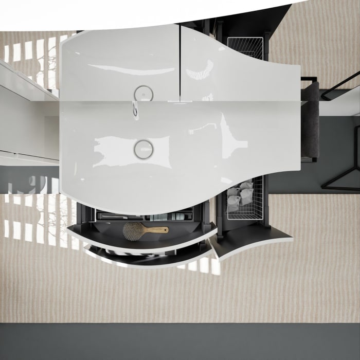 burgbad Sinea 3.0 Mineralguss-Waschtisch mit Unterschrank, 92 cm, mit Griffleiste G0167