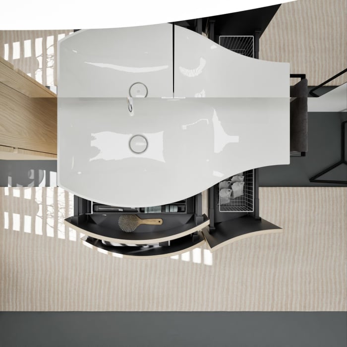 burgbad Sinea 3.0 Mineralguss-Waschtisch mit Unterschrank, 92 cm, mit Griffleiste G0292