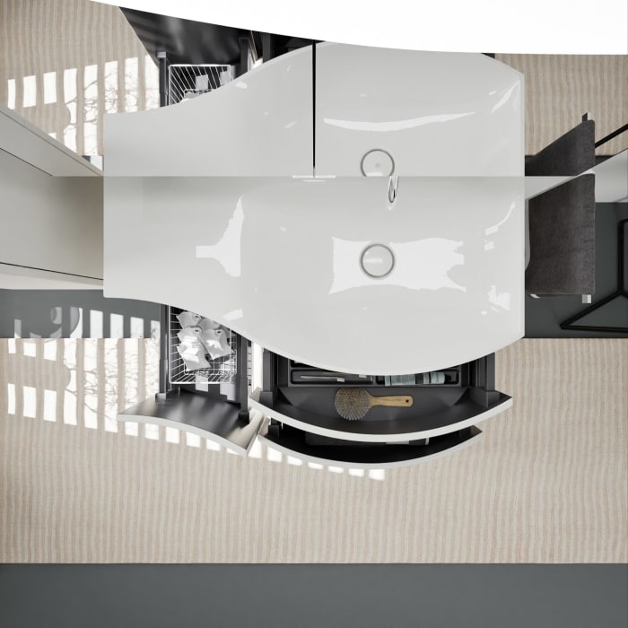 burgbad Sinea 3.0 Mineralguss-Waschtisch mit Unterschrank, 92 cm, mit Griffleiste G0167