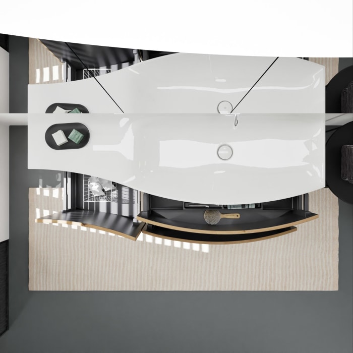 burgbad Sinea 3.0 Mineralguss-Waschtisch mit Unterschrank, 142 cm, mit Griffleiste G0292