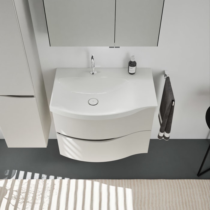 burgbad Sinea 3.0 Mineralguss-Waschtisch mit Unterschrank, 77 cm, mit Griffleiste G0167