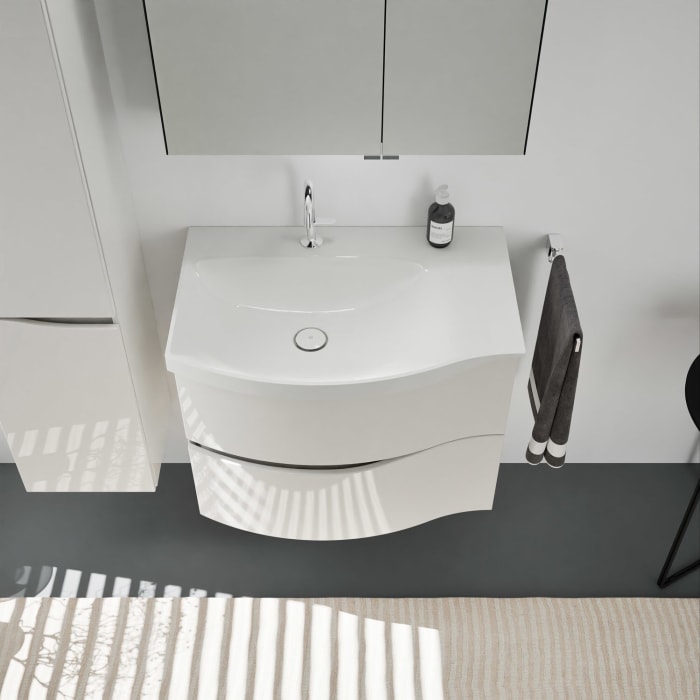 burgbad Sinea 3.0 Mineralguss-Waschtisch mit Unterschrank, 77 cm, mit Griffleiste G0167