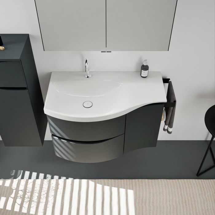 burgbad Sinea 3.0 Mineralguss-Waschtisch mit Unterschrank, 92 cm, mit Griffleiste G0167