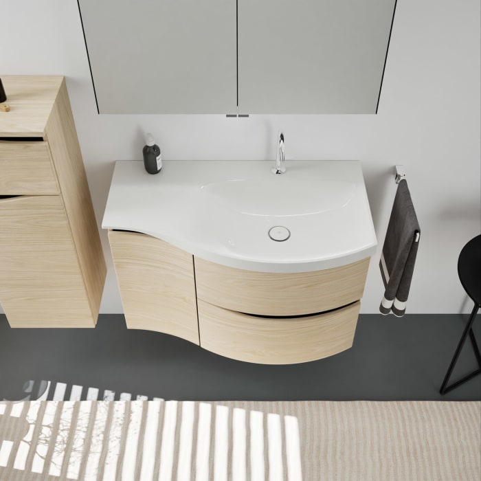 burgbad Sinea 3.0 Mineralguss-Waschtisch mit Unterschrank, 92 cm, mit Griffleiste G0292