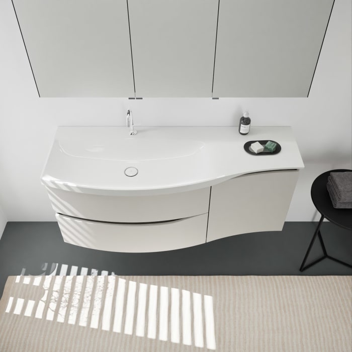 burgbad Sinea 3.0 Mineralguss-Waschtisch mit Unterschrank, 142 cm, mit Griffleiste G0167