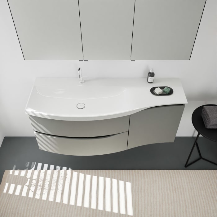 burgbad Sinea 3.0 Mineralguss-Waschtisch mit Unterschrank, 142 cm, mit Griffleiste G0167