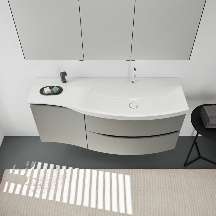 burgbad Sinea 3.0 Mineralguss-Waschtisch mit Unterschrank, 142 cm, mit Griffleiste G0167