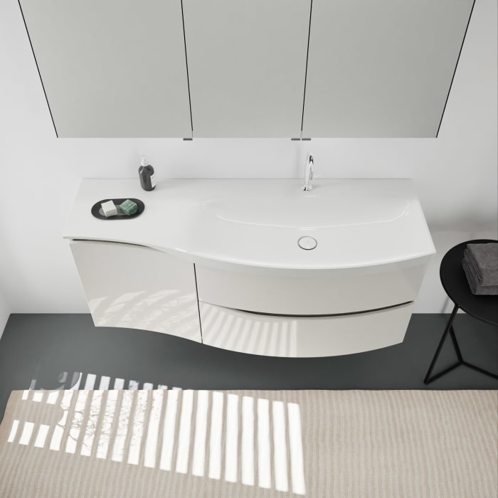 burgbad Sinea 3.0 Mineralguss-Waschtisch mit Unterschrank, 142 cm, mit Griffleiste G0167