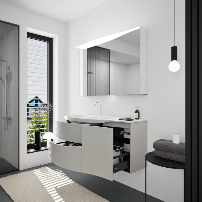 burgbad Sinea 3.0 Mineralguss-Waschtisch mit Unterschrank, 122 cm, mit Griffleiste G0167