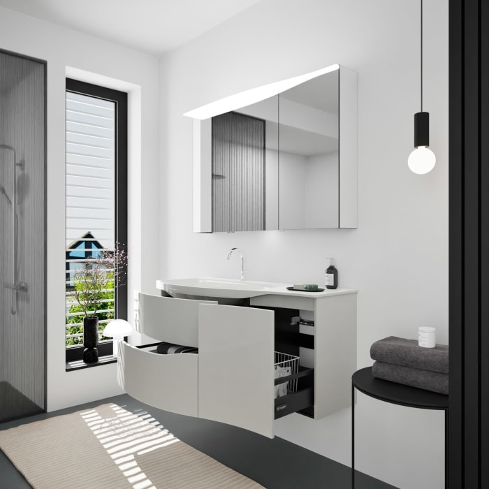 burgbad Sinea 3.0 Mineralguss-Waschtisch mit Unterschrank, 122 cm, mit Griffleiste G0167