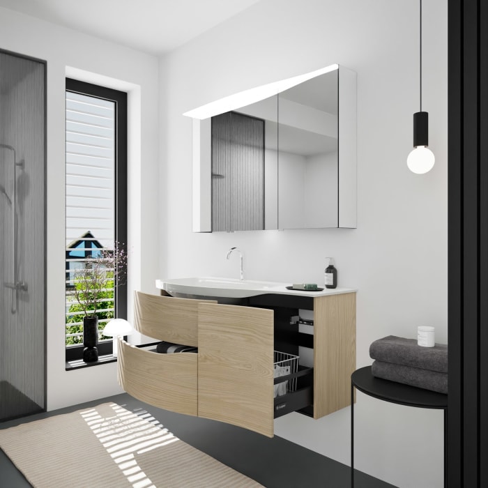 burgbad Sinea 3.0 Mineralguss-Waschtisch mit Unterschrank, 122 cm, mit Griffleiste G0292